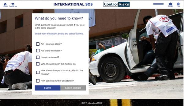 Screenshot of Road Safety eLearning