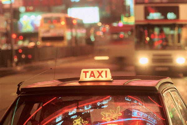 taxi at night in Hong Kong